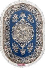 Persian Nain Oval Rug 100 by 150 cm Blue 6La