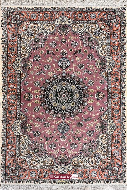 Handwoven Nain Rug 100 by 150 cm Purple Color Silk Warp