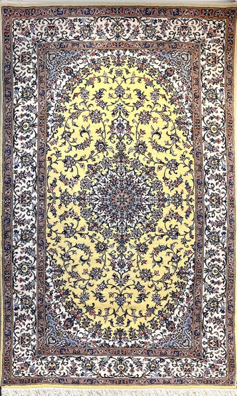 Kashan Ardakan Hand-Knotted Carpet 4 Meters Yellow