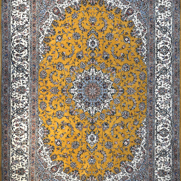 Kashan Ardakan Hand-Woven Carpet 6 Meters Yellow