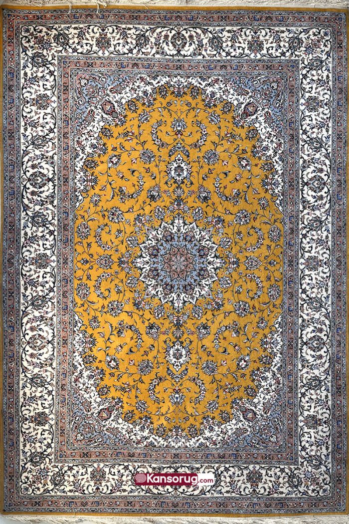 Kashan Ardakan Hand-Woven Carpet 6 Meters Yellow