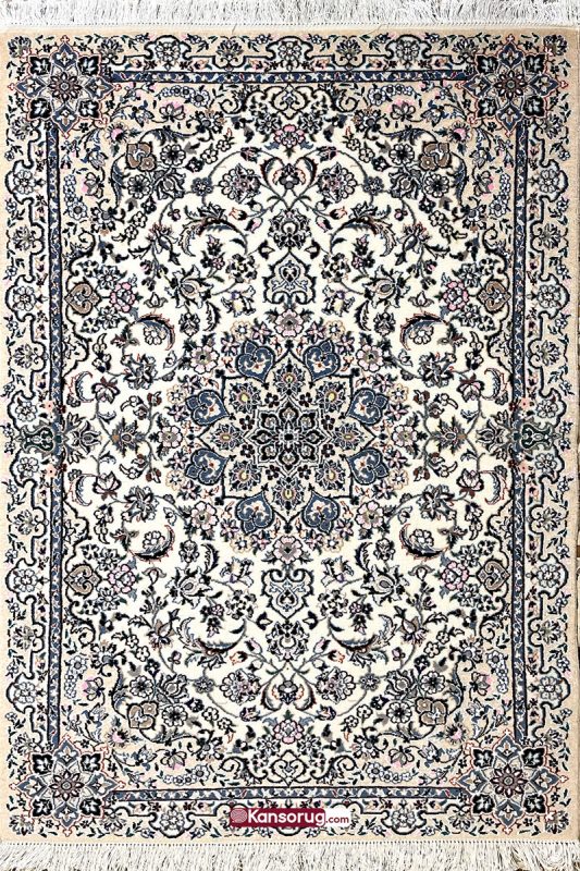 Nain Rug 100 by 150 cm White Medallion Design 9la