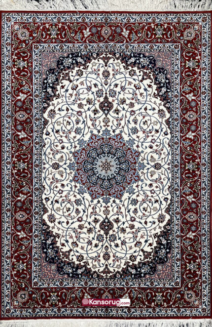 Handwoven Isfahan Rug 200 by 130 cm Silk Warp